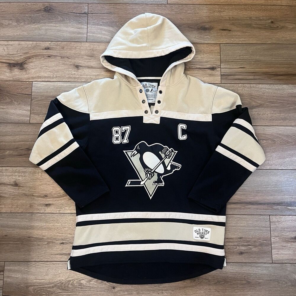 Pittsburgh Penguins Crosby #87 Stitched Old Time Hockey Hoodie Size L Black